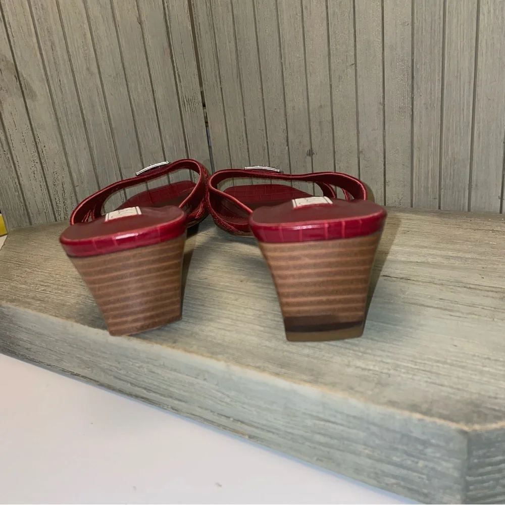 New Brighton Red Leather Kayla Sandals Made in Italy 9.5M - Picture 5 of 7